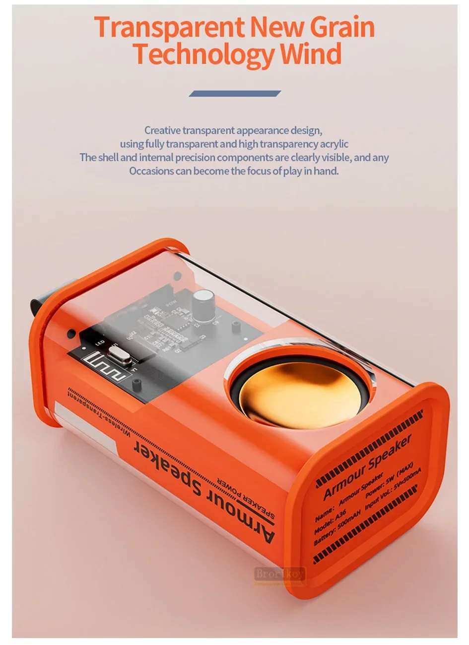 Description Picture 4 of itemBluetooth Speaker A36 LED Flashing Soundbar Portable Outdoor Indoor Subwoofer Loudspeaker Support TF Card FM Radio Waterproof