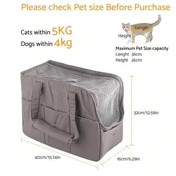 Removable Womens Pet Carrying Handbag Dark Gray Small Dogs Cat Carrier Purse Small Dogs(8lb) Cats(11lb) for Walking Cats Puppies 2