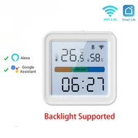 New WiFi Temperature Humidity Sensor Smart Life Backlight Hygrometer Thermometer Sensor Support Alexa Google Home Assistant