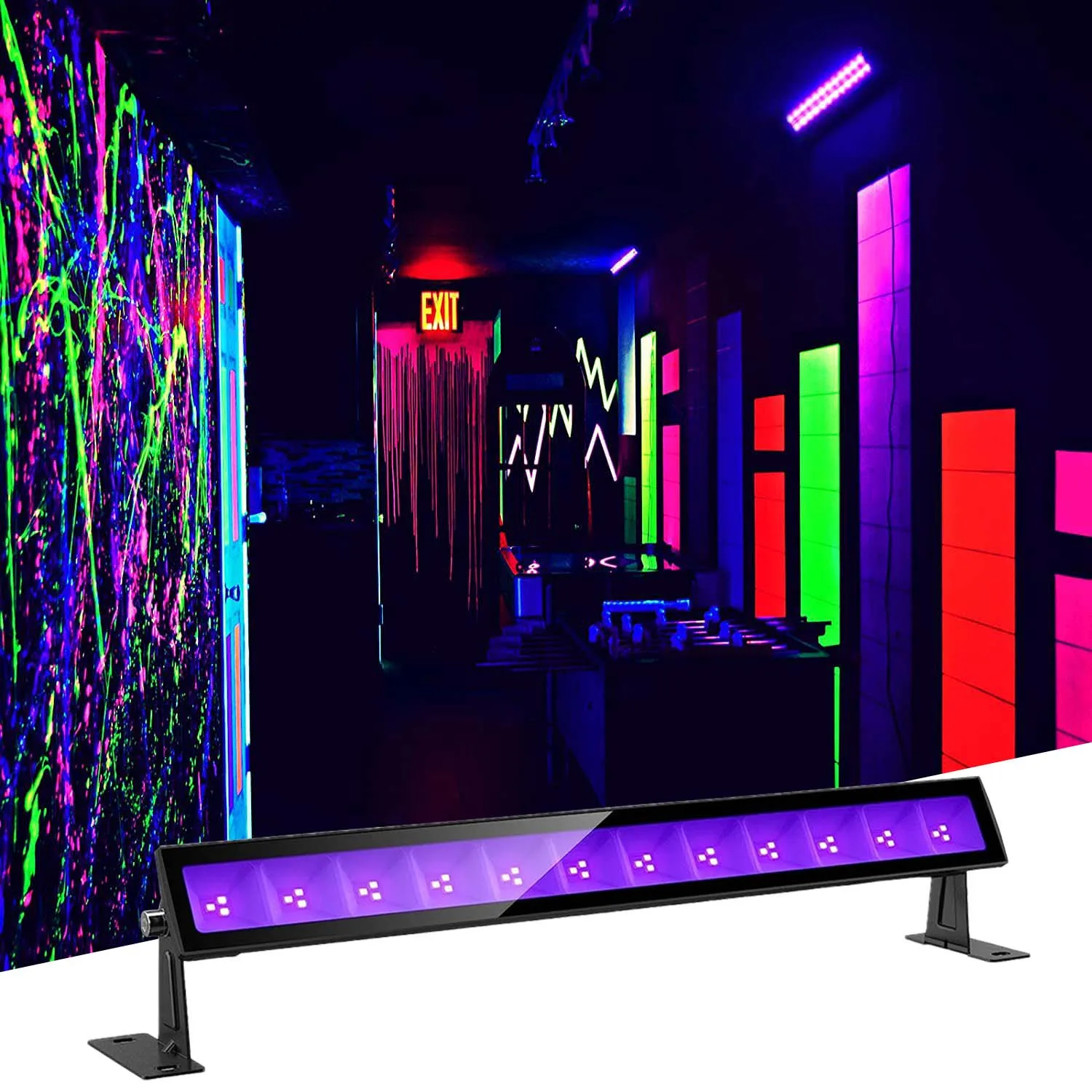 120W UV 395nm 월워셔 블랙라이트 LED 바 할로윈 형광 디스코 조명 DJ용 자외선 램프 글로우 파티 조명