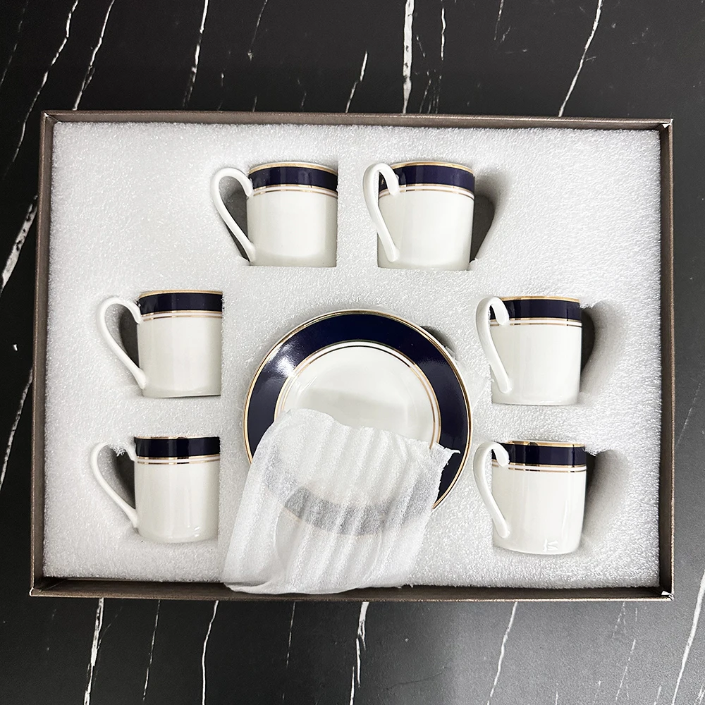 Ceramic coffee cup set 6 pieces with handle for tea milk office novelty gift