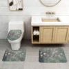 RV 3pcs Cherry Flowers Bathroom Rug Set, Contour Toilet Rug, Bathmat and Toilet Lid Cover, Soft, Home Goods 3