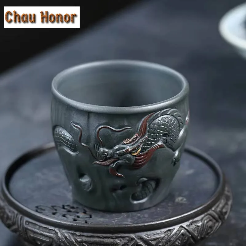 210ml Handamde Yixing Purple Clay Teacup Creative Dragon Master Cup Pixiu Tea Bowl Personal Chazhan Chinese Zisha Kung Fu Teaset