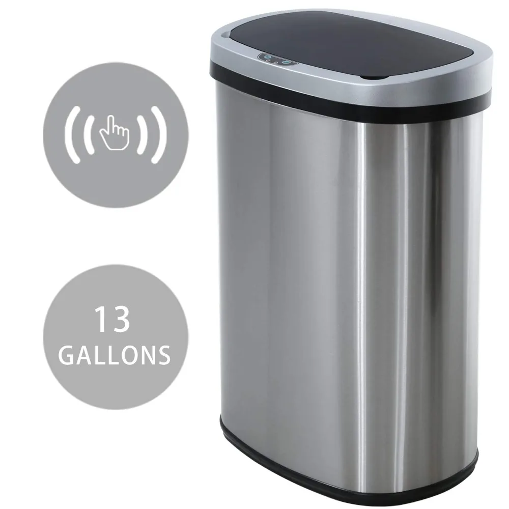 13-Gallon Stainless Steel Automatic Trash Can 1