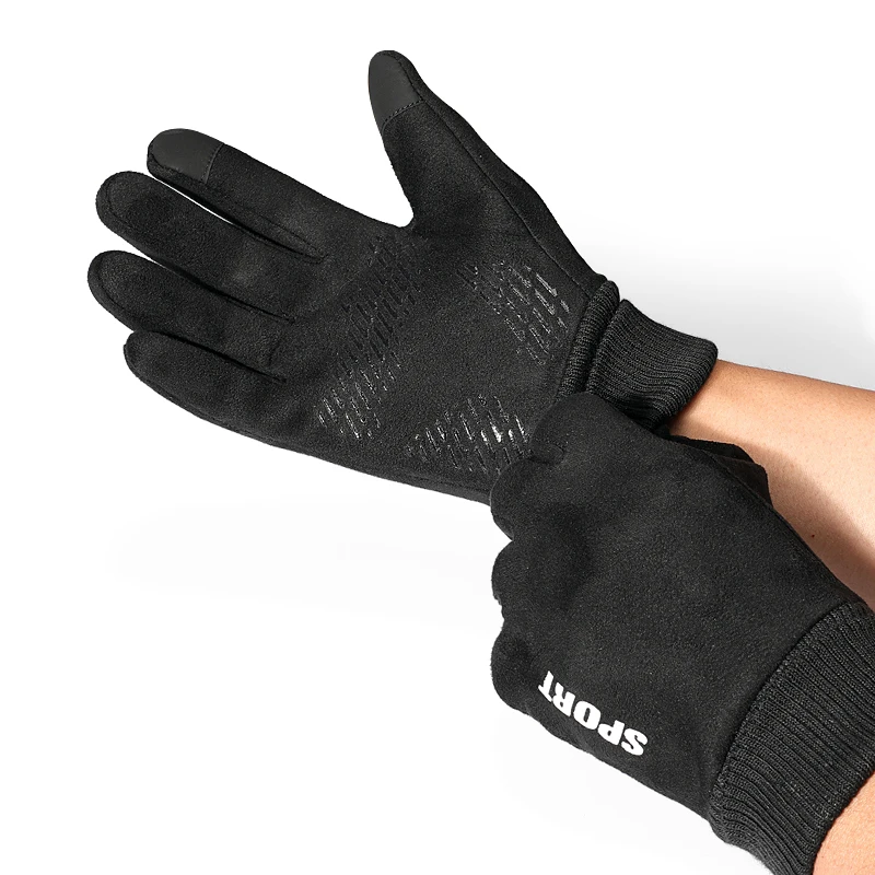 Suede Fabric Men's Gloves Soft Autumn Winter Thick Warm Male Skin-Friendly Skiing Non-Slip Cycling Elastic Touchscreen Gloves 4