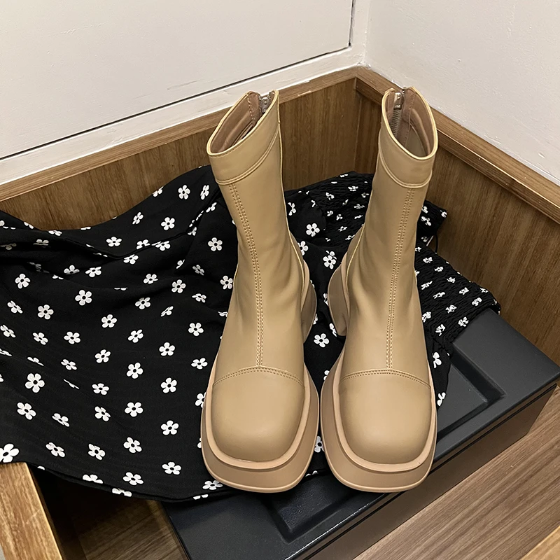 Princess Sweet Punk Shoes Leather Boots Muffins Thick Bottom Boots Casual and Fashion Shoes Big Head Shoes Women Shoes for Women