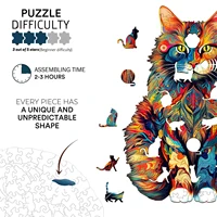 Cat Pattern Wooden Puzzle Animal Shape Wood Puzzles unique Cat Shapes Jigsaw puzzle Alien Animal Jigsaw Puzzle Educational Toys 5