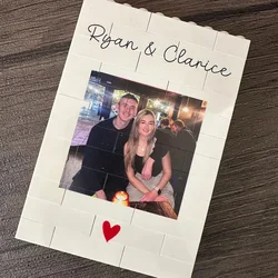 Personalized Mummy & Me Photo Block: Unique Gift with White Puzzle Frame (WHITE)