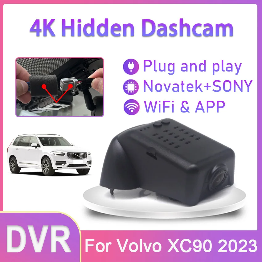 

New! 4K Dash Cam Car DVR Camera 2 Lens Recorder Wifi UHD Night Vision High Quality For Volvo XC90 2023 Easy Installation DashCam
