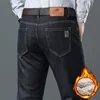 2025 Men's Business Fashion Warm Straight Fleece Jeans Classic Style Winter Thickened Denim Pants Casual Trousers Male 1