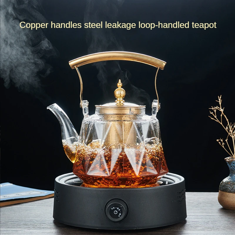 Elegant Heat-Resistant Glass Teapot with Strainer Infuser and Boiling Kettle