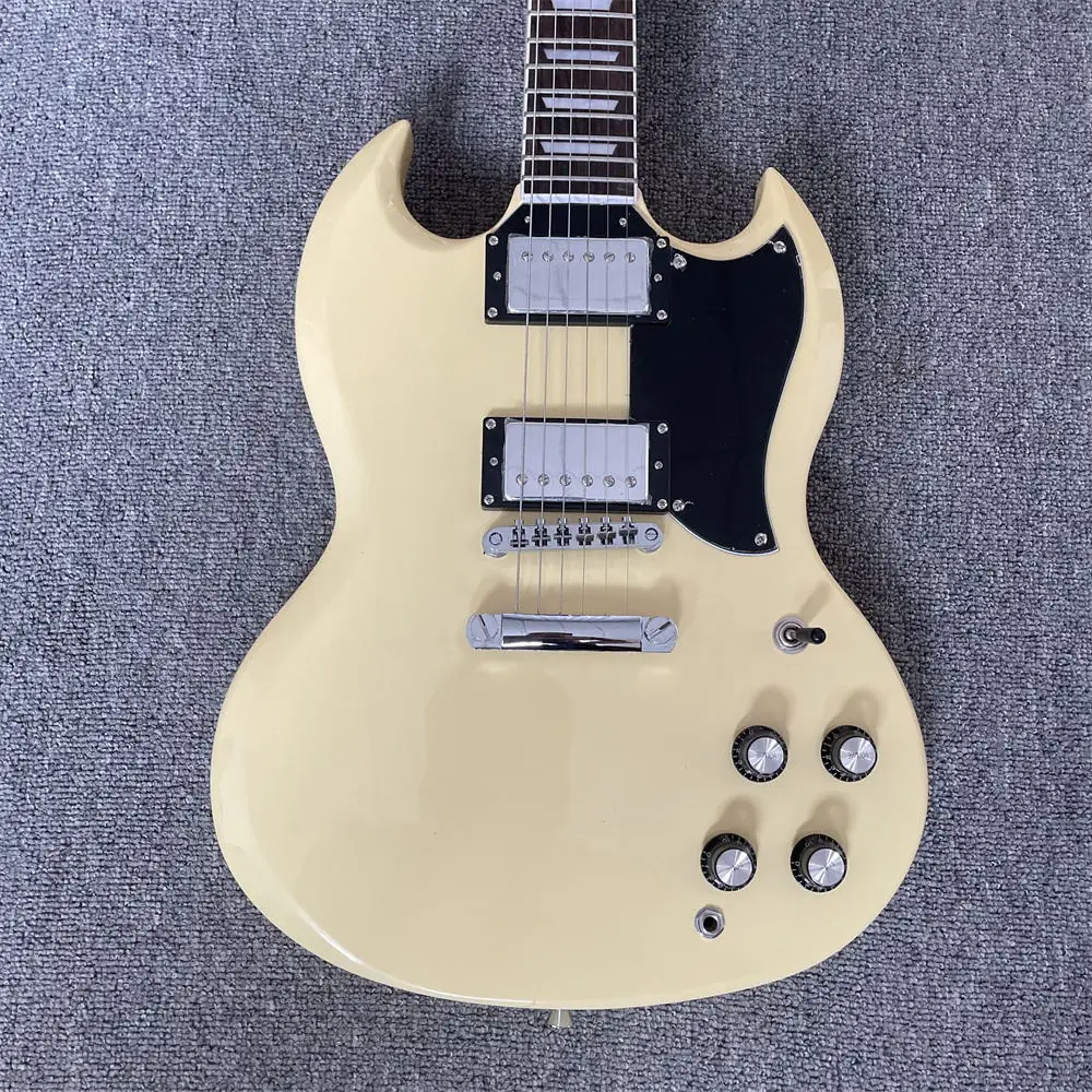 SG electric guitar, milky white, LP pickup, real factory pictures, can be modified and customized, free of shipping