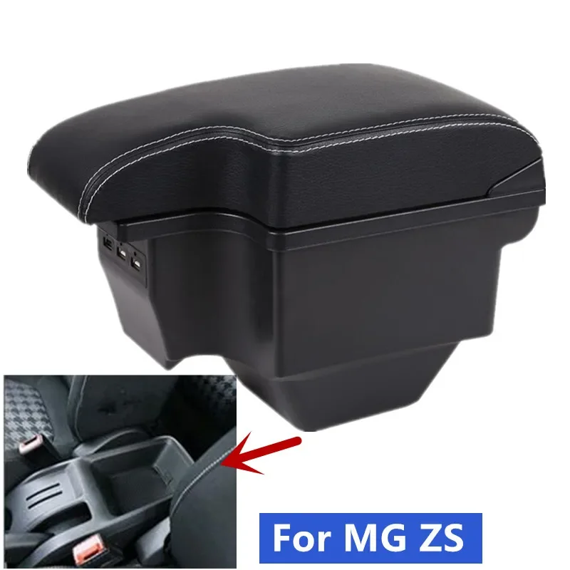 MG ZS용 카본 파이버 암레스트 박스, MG ZS 차량용 암레스트 중앙 수납함, USB 충전 기능이 있는 차량용 인테리어 개조 액세서리