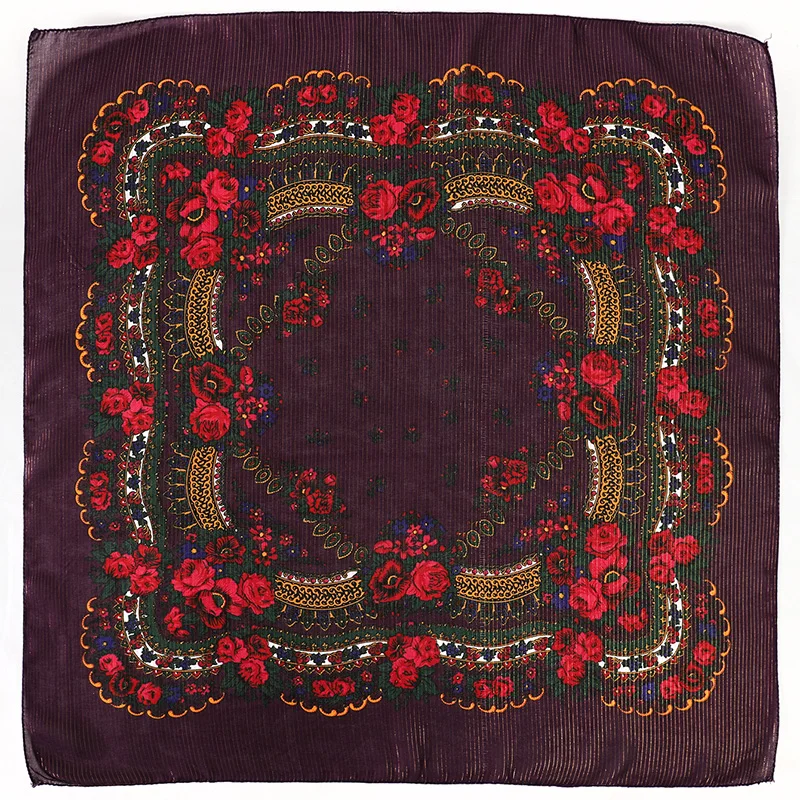 70*70cm Russische Blume Gedruckt Platz Baumwolle Schal Frauen Bandana Schals Boho Stil Dünne Warme Sonnencreme Kopftuch hijab – Detail 10