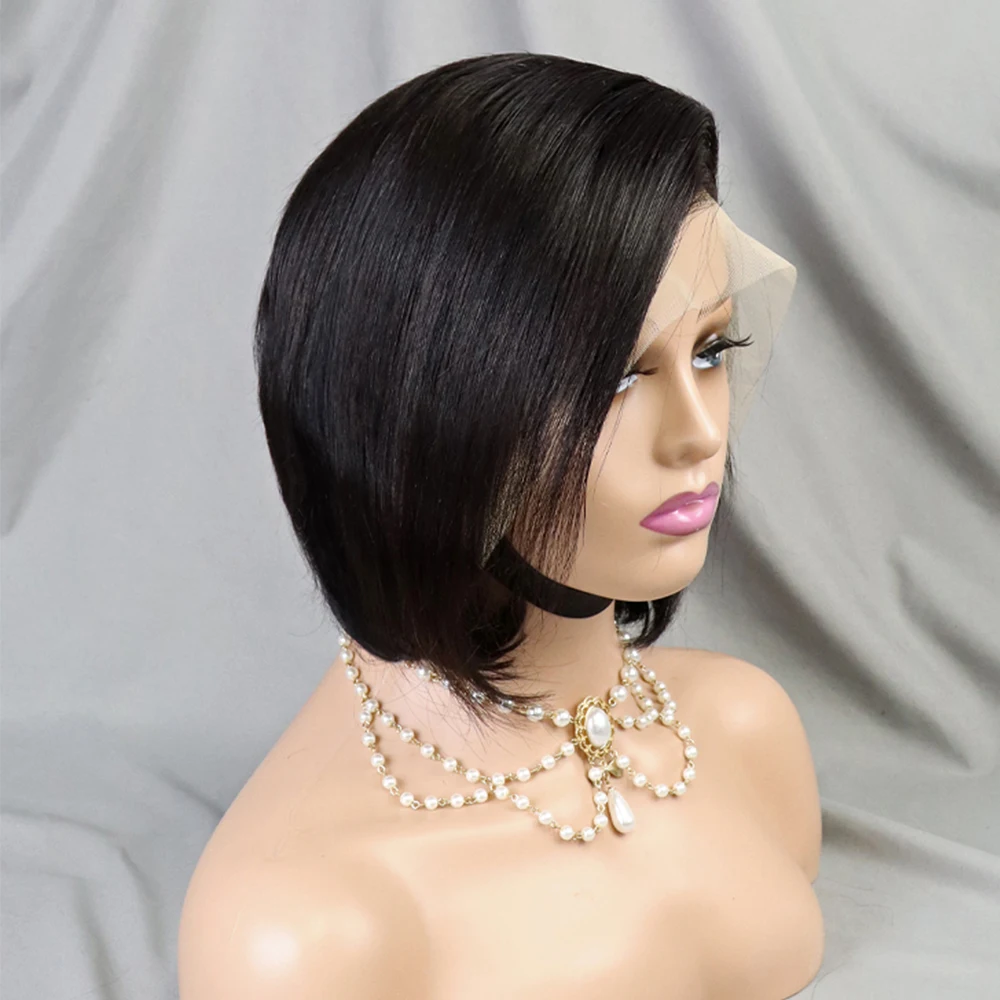 180% Density 13x4 Lace Front Human Hair Wig Straight Bob Human Hair Wig Frontal Wigs for Women