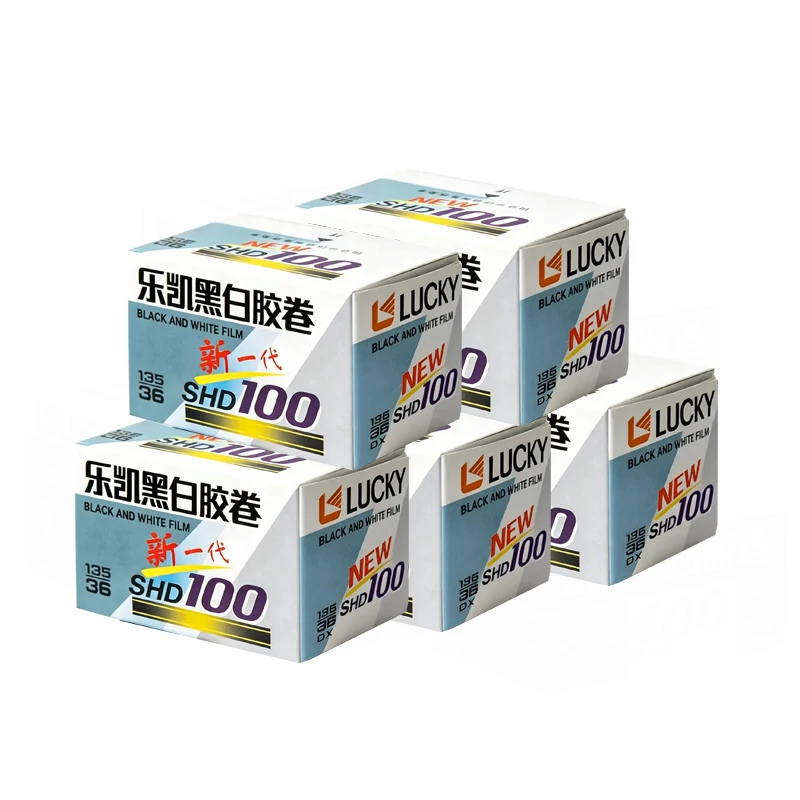 5롤 차이나 러키 SHD 100 135 흑백 필름 36매(DX 코드 포함) ISO 100, H35 M35 M38 F9 호환