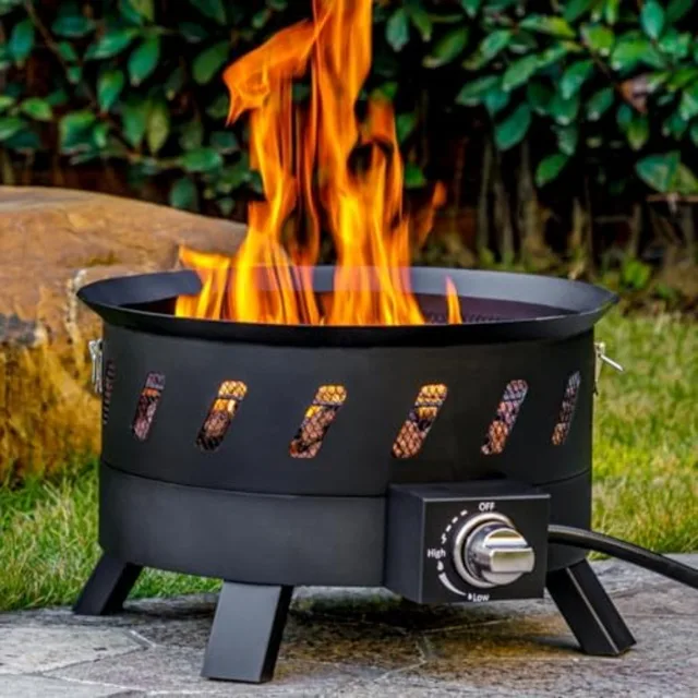 17.3 inch Portable Propane Fire Pits Gas Fire Pit Bowl for Outside with Lid Handle Smokeless Gas Firebowl Ideal for Camping Pat 1