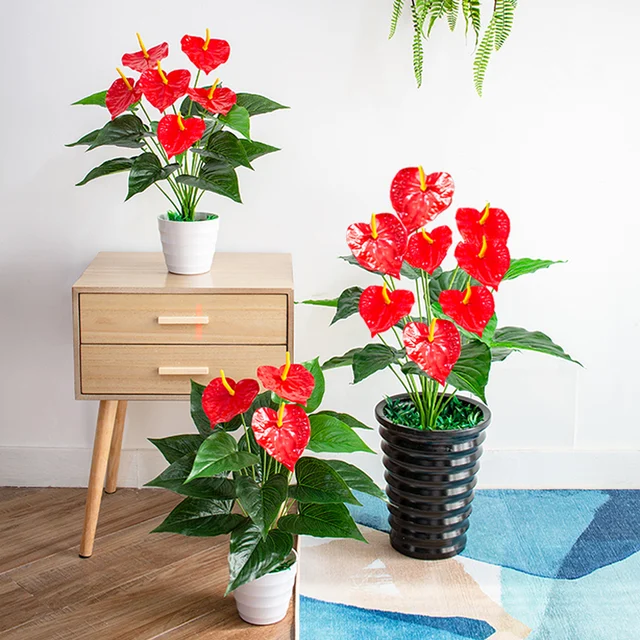 Arta Hanssen: 53cm Artificial Monstera Leaves, Plastic Palm Fronds Fake Anthurium Greenery for Garden Outdoor Decor 5