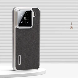 Ultra Thin Canvas Fabric Matte Phone Case with Magnetic Wireless Charging Capability for Xiaomi Mi14Ultra (MB CX Black)