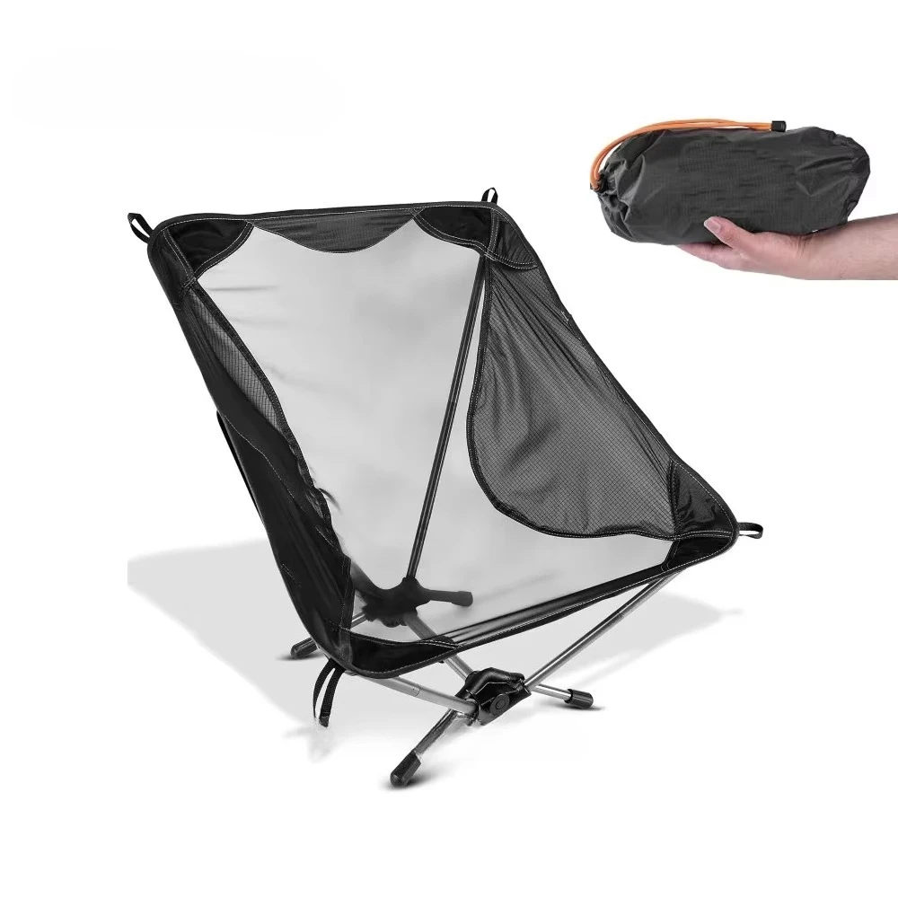 Chaise pliante ultra-légère portable avec filet pour pêche à la plage et randonnée été