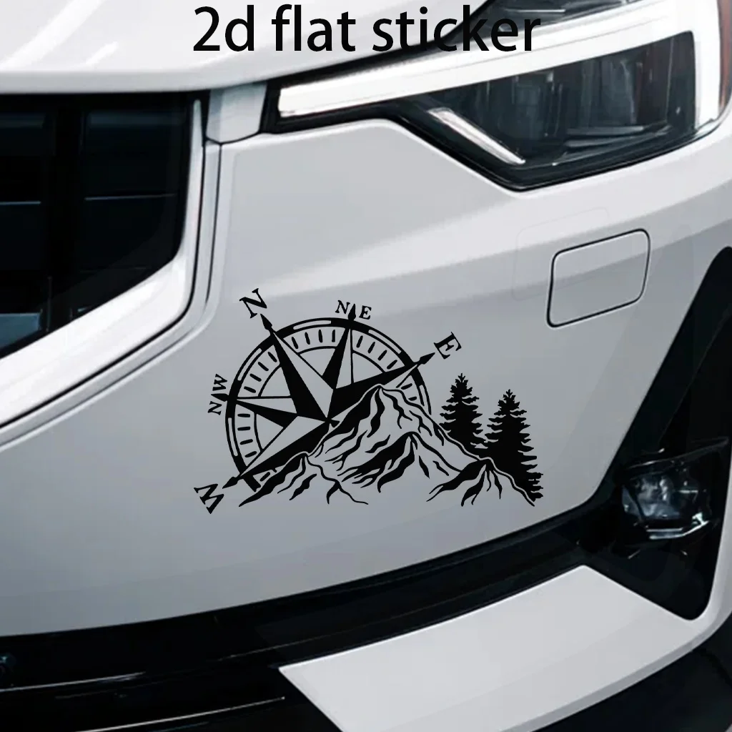 1Pc Pegatina de Vinilo Plana 2D con Diseño de Pino de Montaña, Calcomanía Impermeable en Blanco y Negro para Casco de Motocicleta, Coche, Portátil