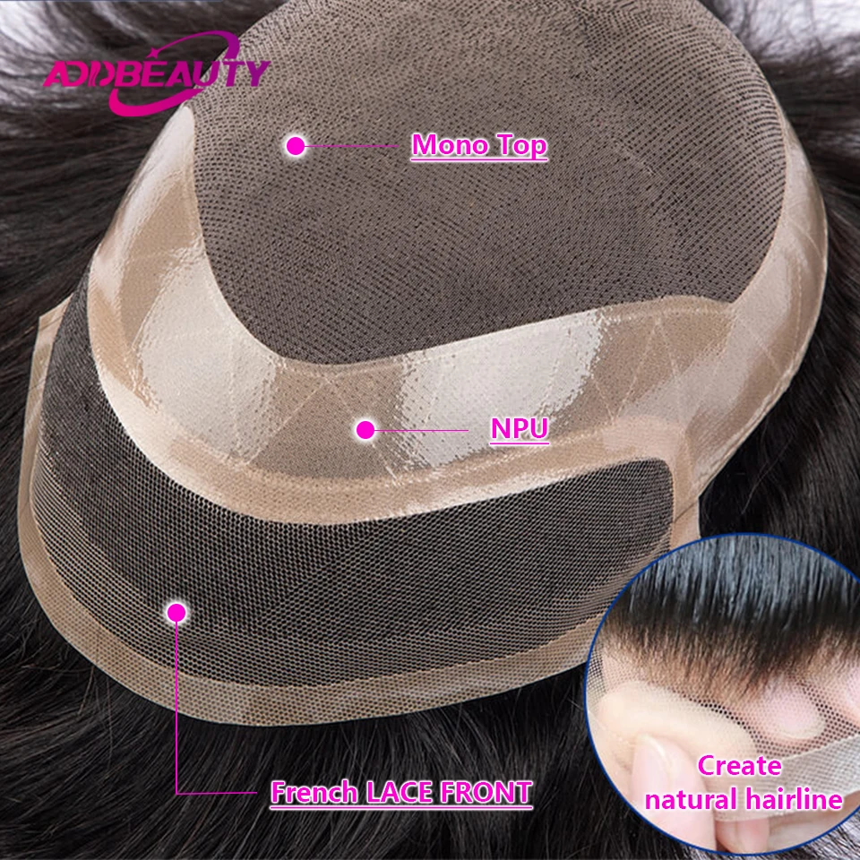 100% 인간 Toupee 헤어 시스템, FINE MONO, Toupee 주변 NPU 포함, 남성 모발 모세관 보형물, 보이지 않는 모발 교체