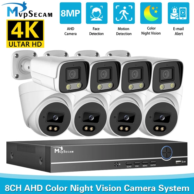 Kit Sistema de Câmera AHD DVR Segurança, Cor Outdoor, Night Vision,  Vigilância CCTV, Face Video Recorder, 4K, 8MP, 16CH, Full HD - AliExpress