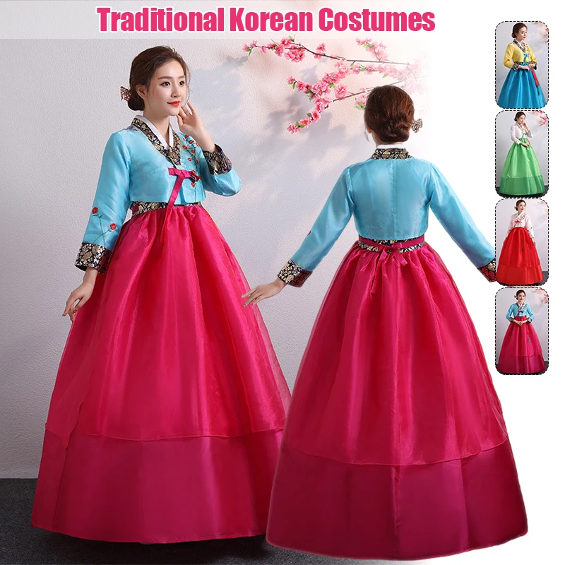 Women Hanbok Dress Korean Ancient Costume Traditional Asian Palace Hanbok Elegant Korean Wedding Stage Performance Dance Costume