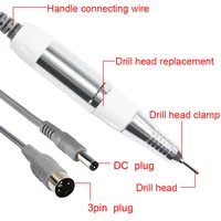 Electric Nail Drill Pen Handle File Polish Grind Machine Handpiece Manicure Pedicure Tool DC & 3 PIN PLUG Nail Drill Accessories 2