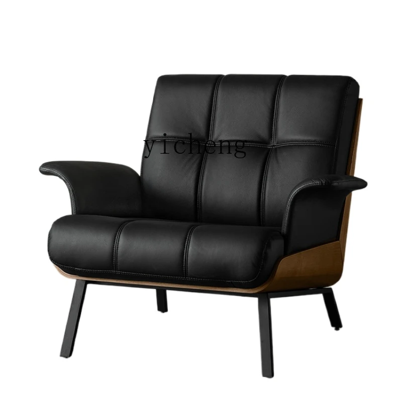 

Zk Single-Seat Sofa Chair Designer Light Luxury High-Grade Leather Balcony Chair Living Room Bedroom Italian Leisure Chair