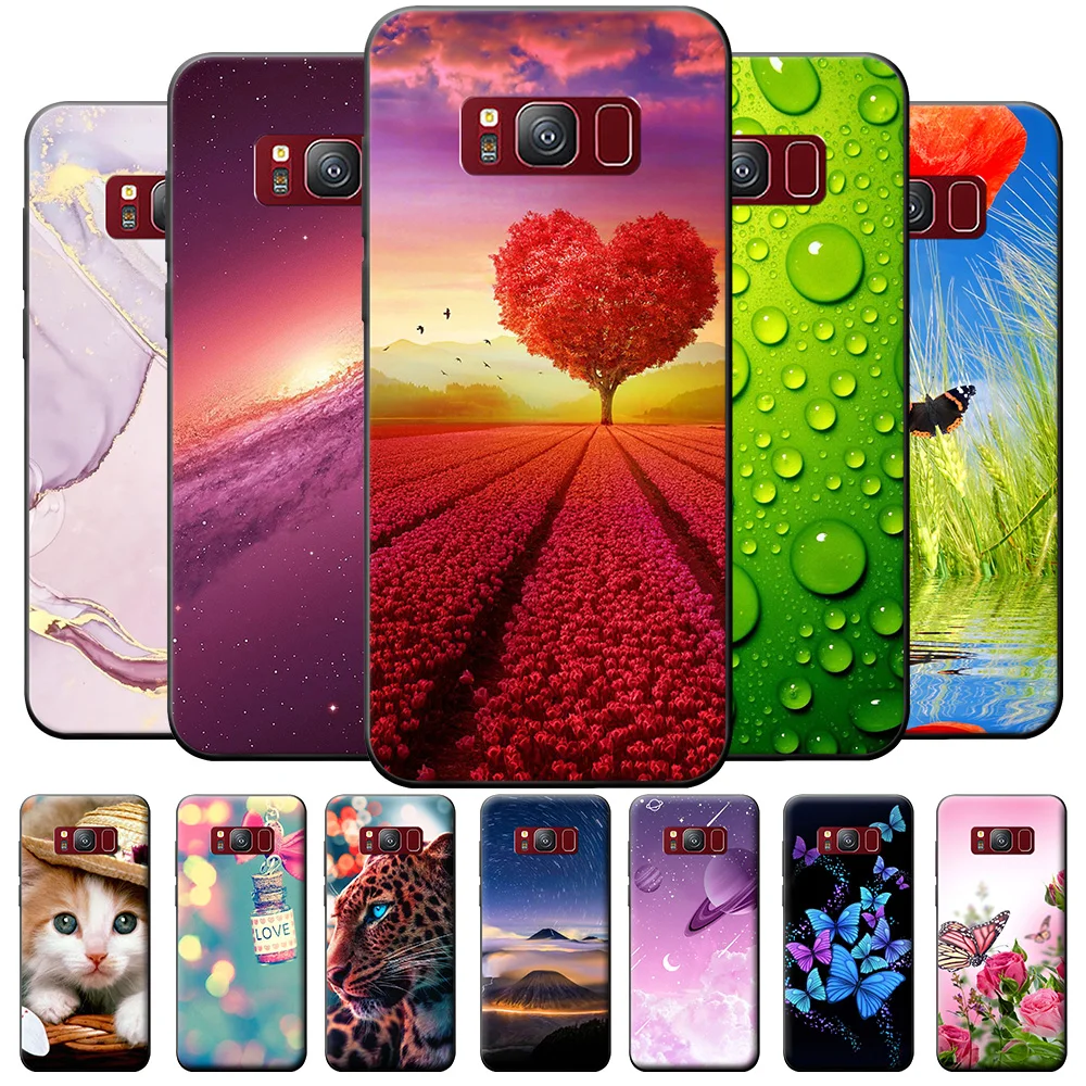 Per Samsung Galaxy S8 Case S8 Plus Fashion Cute Black Phone Case Per Samsung S8 S8 Plus Cover Posteriore In Silicone Tpu Bumper Fundas