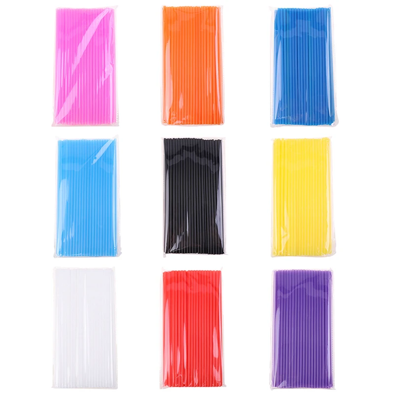 100 Pieces 6*260mm Plastic Straws Drink Juice Straws Children\'s DIY Handmade Flat Mouth Straight Tube Straws