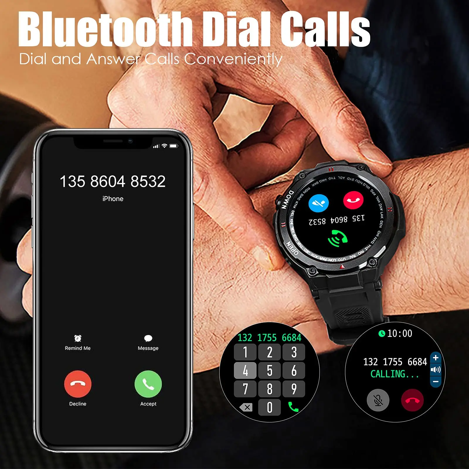 Reloj inteligente hombre smart watch Llamada Bluetooth 400 mAh 30 Days  Standby VS t rex pro IP67 a prueba de agua – Tienda Online
