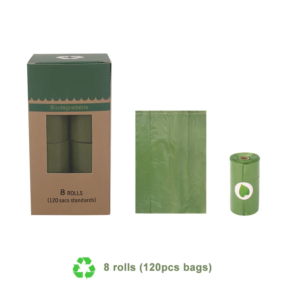 Compostable Dog Poop Bags Cornstarch Earth Friendly 120pcs 8 rolls/box Biodegradable Pet Dog Cat Waste Bags Thicken Garbage Bag