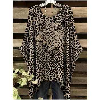 2025 New Women's T-Shirt Fashion Leopard 3D Print Tops Summer Sexy Round Neck Short Sleeve Tee Street Casual Loose Woman Clothes 1