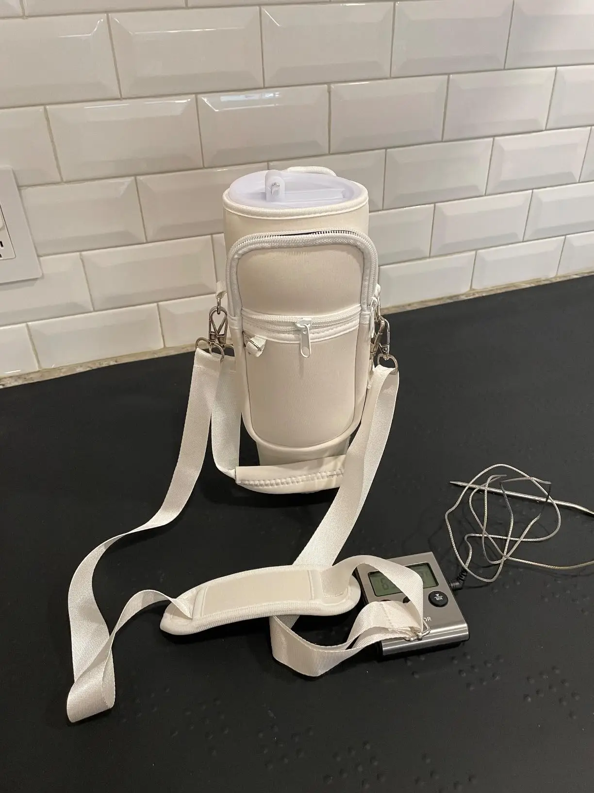 Neoprene Cross-Body Water Bottle Bag with Phone Holder and Adjustable Shoulder Strap