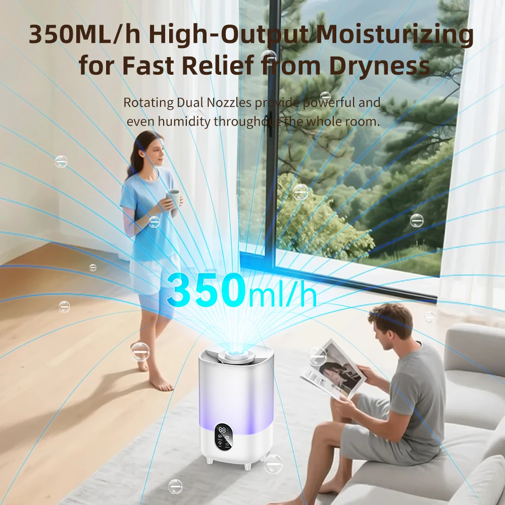 4L Air Humidifier Portable Small Aroma Diffuser 2 Spray Ports Large Capacity usb umidificador Home UV sterilization Humidifier 5