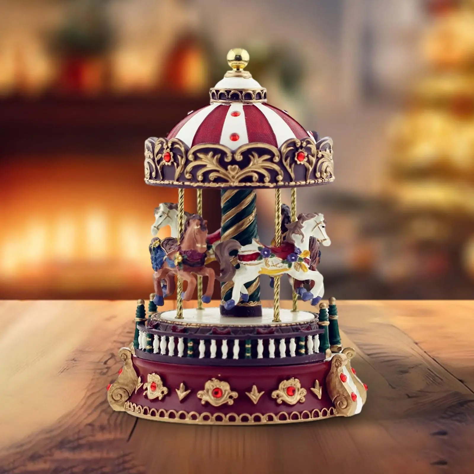 Carousel Music Box Valentines Day Gifts Holiday Decoration Desktop Ornament for Office Table Bedroom Desk Birthday Gifts