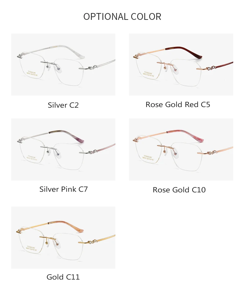 Oveliness Women's Rimless Flat Top Oval Titanium Eyeglasses Lifestyle Image