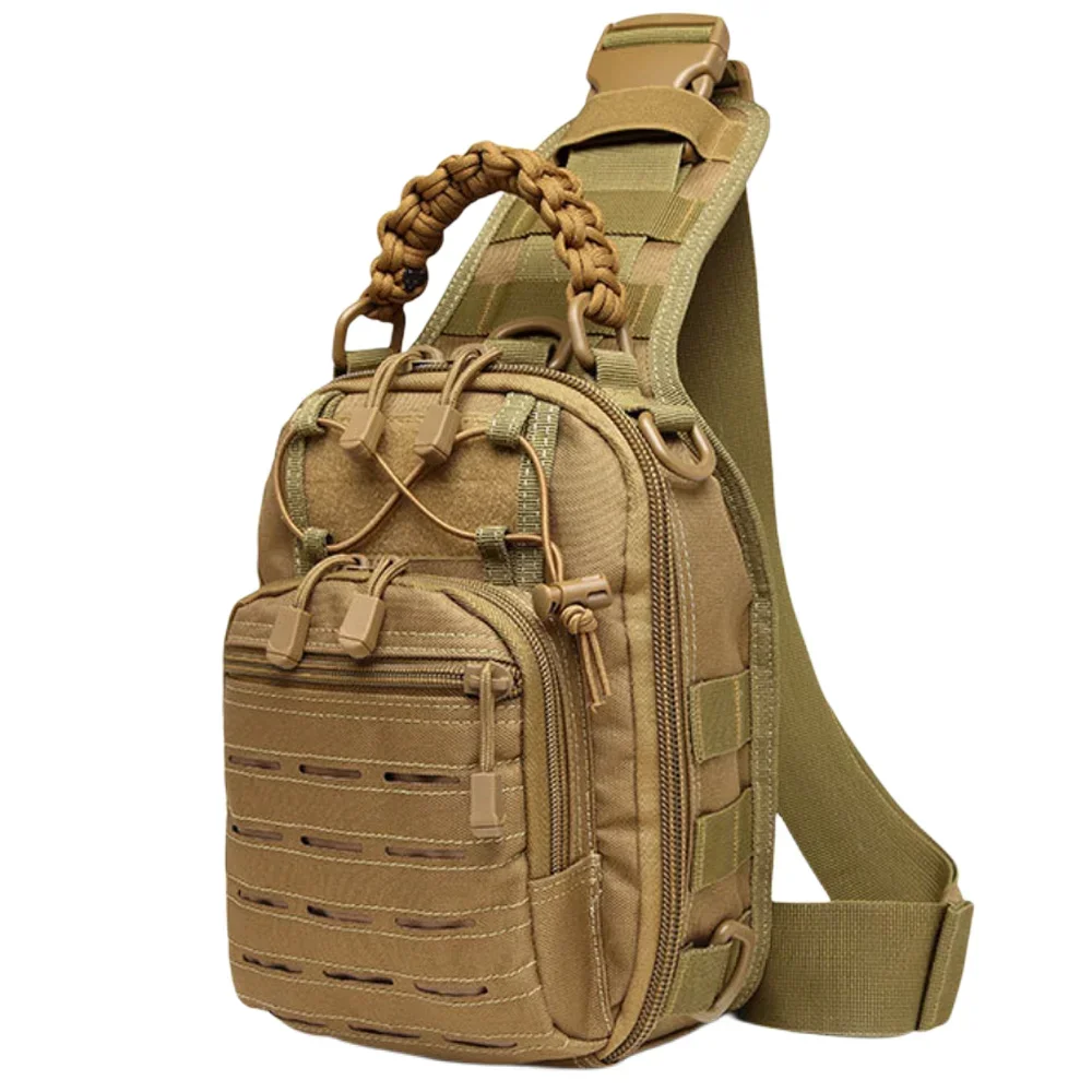

Single Shoulder Diagonal Straddle Outdoor Portable Riding Camouflage Outdoor Sports Small Chest Handbag Laser Punching Satchel