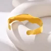 Vnox Stainless Steel Wave Bangles For Women Irregular Shape Smooth Twist Wide Cuff Bangles Party Fashion Bracelet Jewelry Gift 6