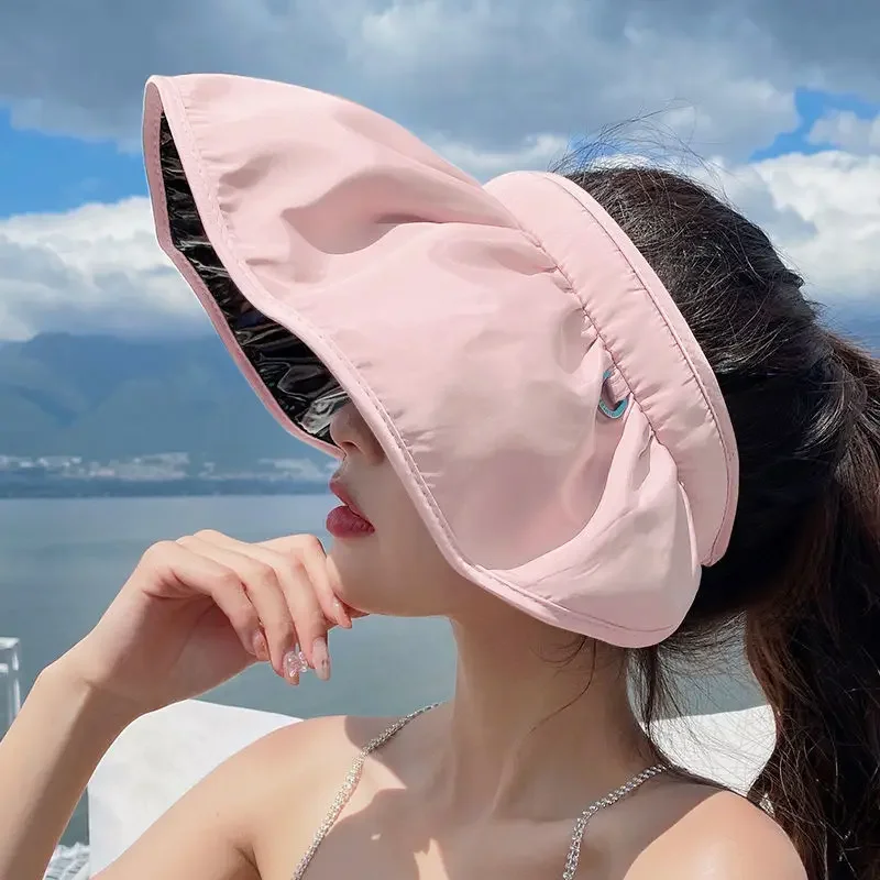 Fashion Women Beach Cap Sunscreen Bucket Hat Wide Brim Adjustable Summer Cap for Girls Travel