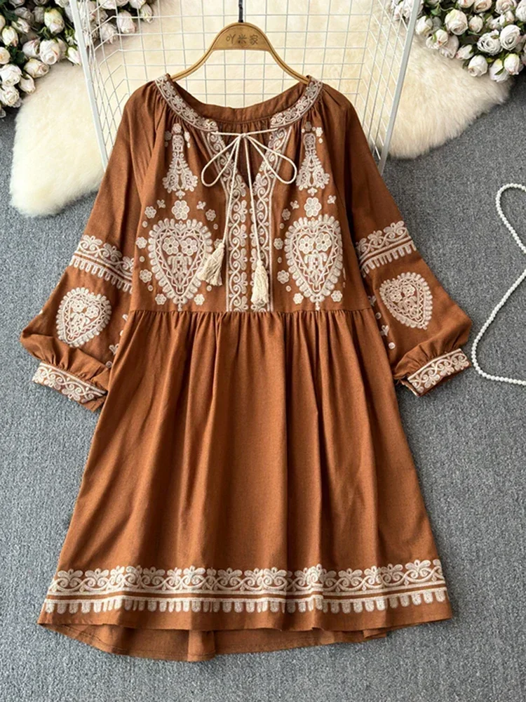 green emerald velvet dress Viena Embroidered Long Sleeve Mini Dress – CIEBON main image 1