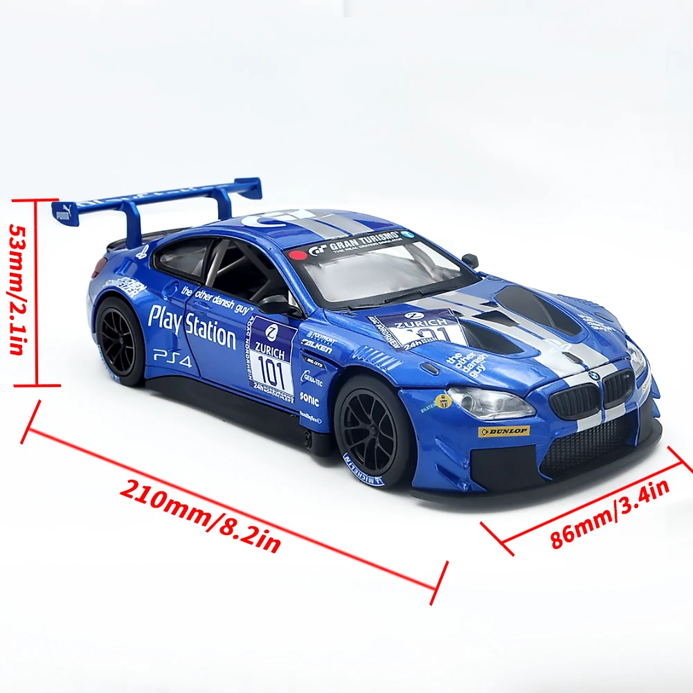 1:24 BMW M6 GT3 합금 레이싱 모델 다이 캐스팅 금속 장난감 자동차 스포츠 자동차 모델 높은 시뮬레이션 컬렉션 어린이 장난감 선물