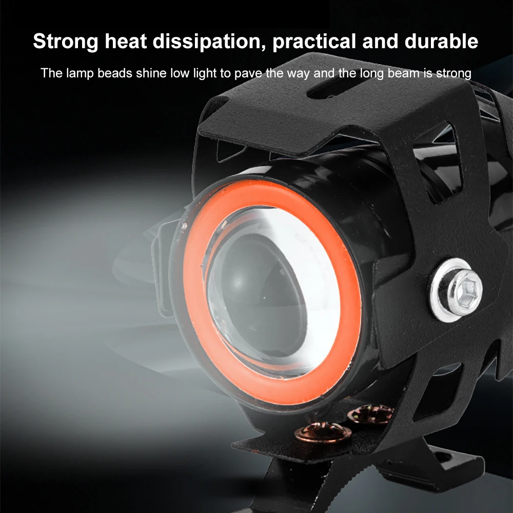 125W LED Auxiliary Motorcycle Headlight Universal 1200LM Angel Eyes U7 Mini Motorcycle Spotlights Bicycle Lamp Accessories motorcycle headlight,motorcycle led lights,led motorcycle lights,led lights,motorcycle driving lights