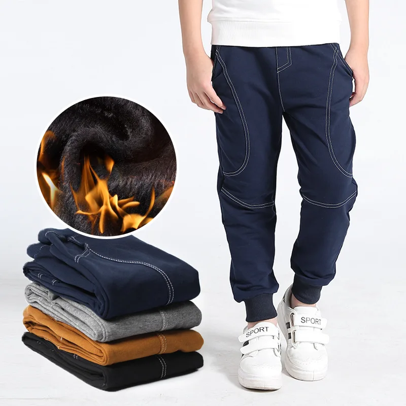 

Fleece Warm Pants Kids 2022 Winter Children's Thicken Sport Casual Trousers For Teenager Boys 4-13 Years Clothes