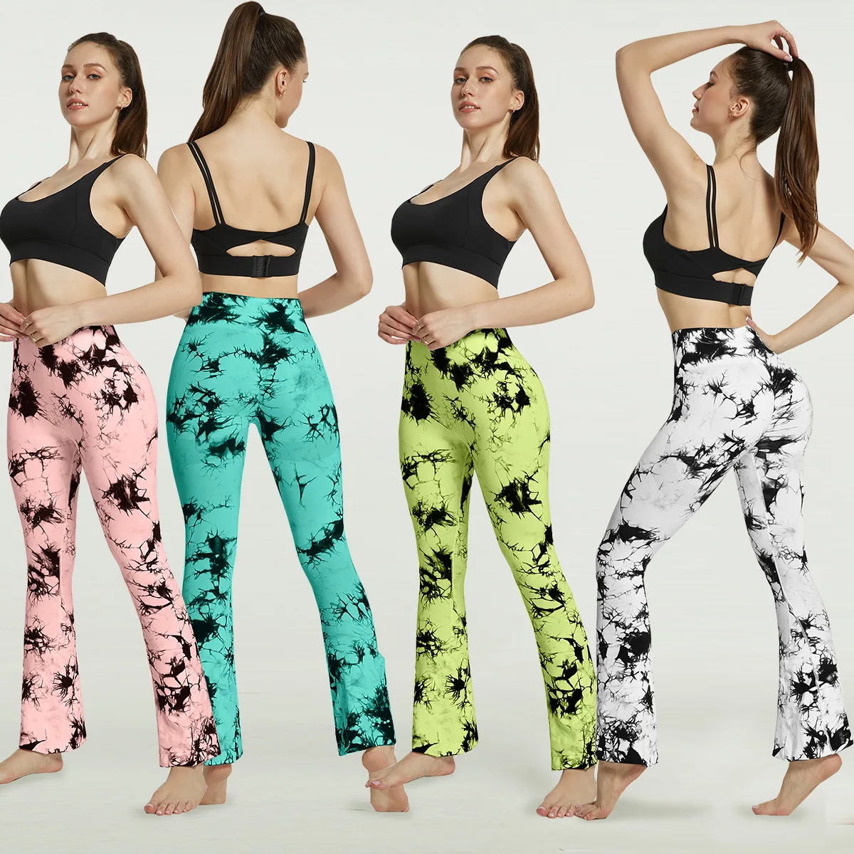 

Брюки для йоги с широкими штанинами Tie Dye, бесшовные быстросохнущие леггинсы для фитнеса, брюки, женская одежда, спортивные трико, штаны для йоги
