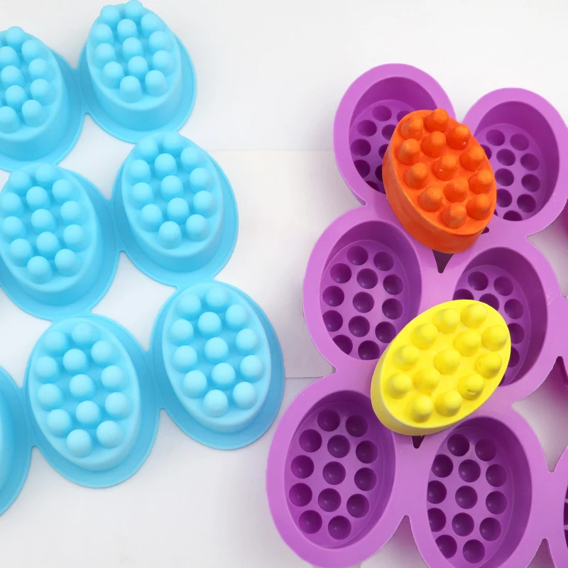 

Силиконовая форма для мыла 3d с 9 соединениями, массажная форма для массажа, терапевтический инструмент для мыла, овальные аксессуары для спа и рукоделия