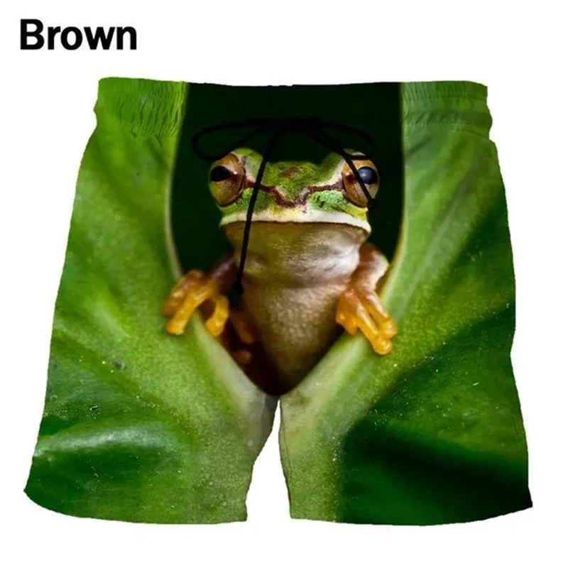 

New 3D Starry Green Frog Funny Beach Shorts Pants Streetwear Mens Kids Boardshorts Amusing Oversized 5XL Fashion Animal Shorts