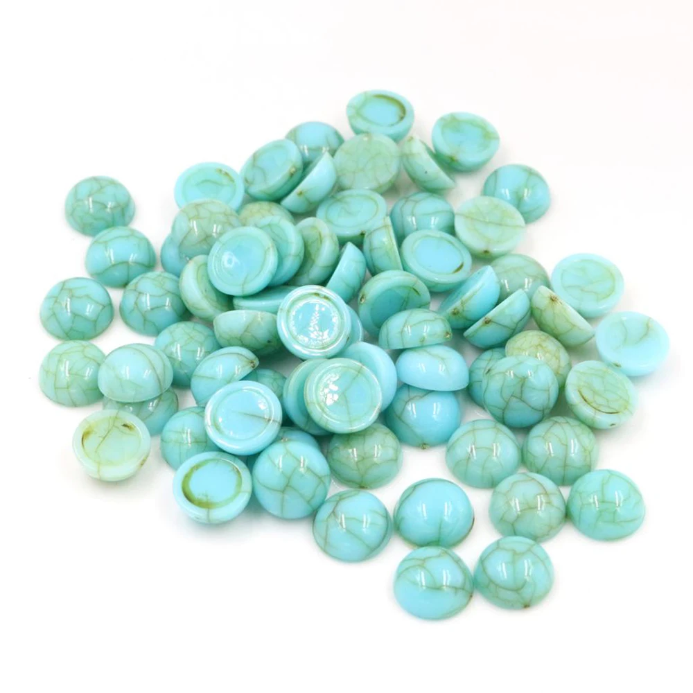 40 teile/los 8mm 10mm 12mm türkis blau Farben Natürliche Geknackt Stil Harz der Flachen rückseite Cabochons Für Armband ohrringe zubehör